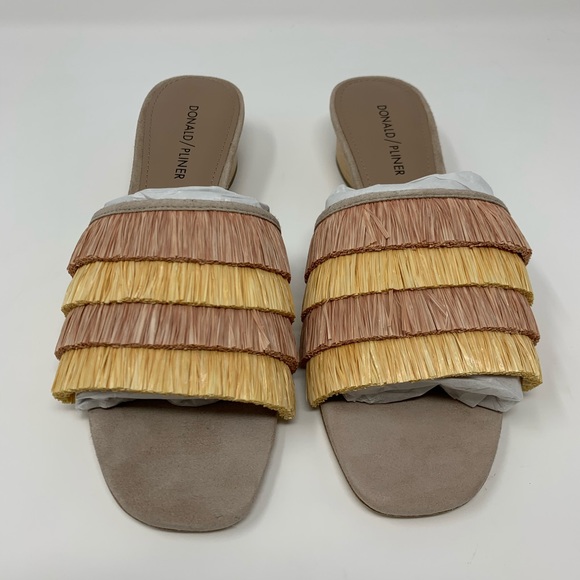 Donald Pliner Reise Raffia Fringe Slide in Rose - Picture 4 of 8